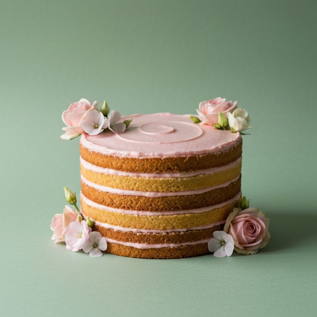 Elegant layered cake with pink frosting